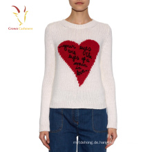 Grobstrickpullover Herz Design Pullover Winter für Frauen